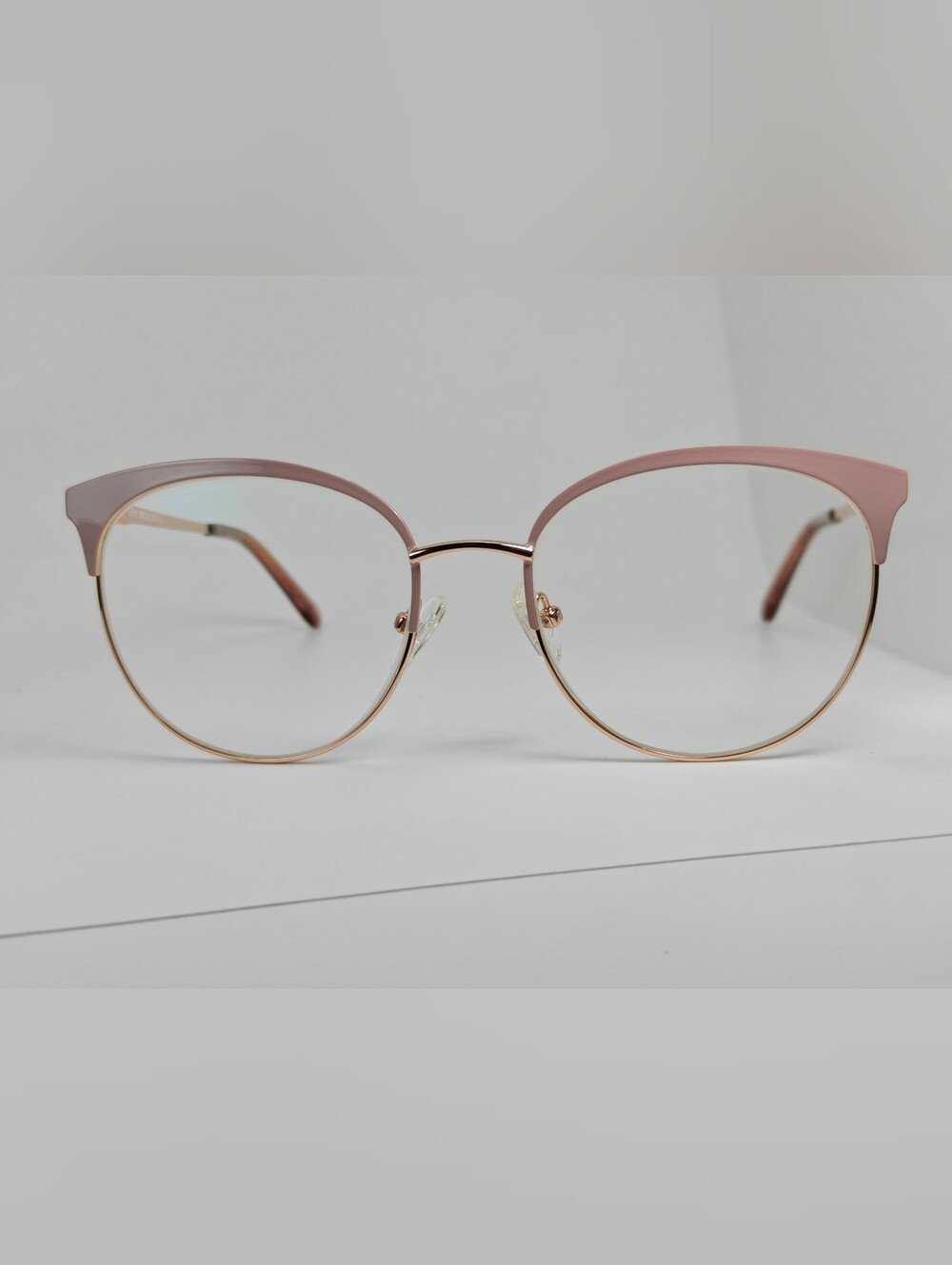 Gem. Rose Gold. Metal Rim Pink Cat-Eye Eyeglasses. Crystals. Pink, Pink On Pink.